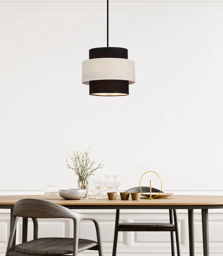 Závěsná lampa Benta černá 1x40W e27 stínidlo černá+krémová