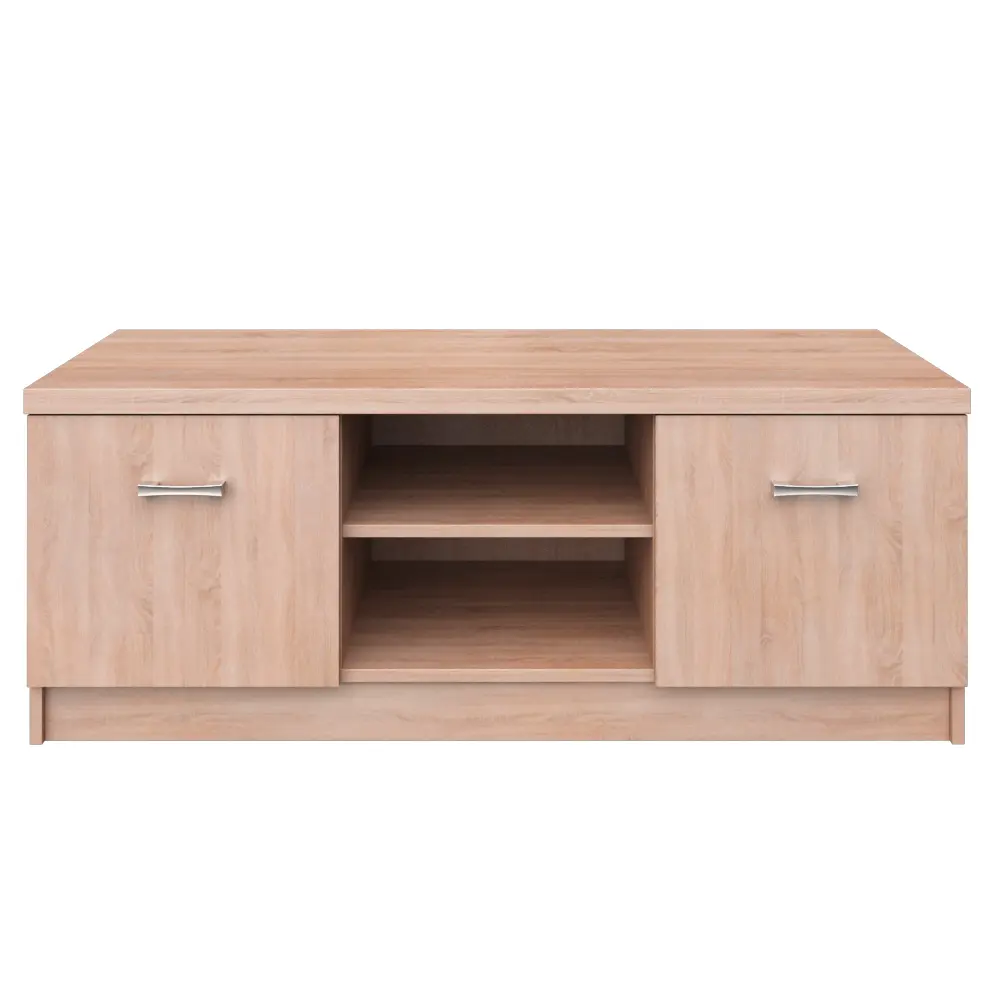 TV stolek TOPTY — 120x42x46, dub sonoma, bílá Kondela