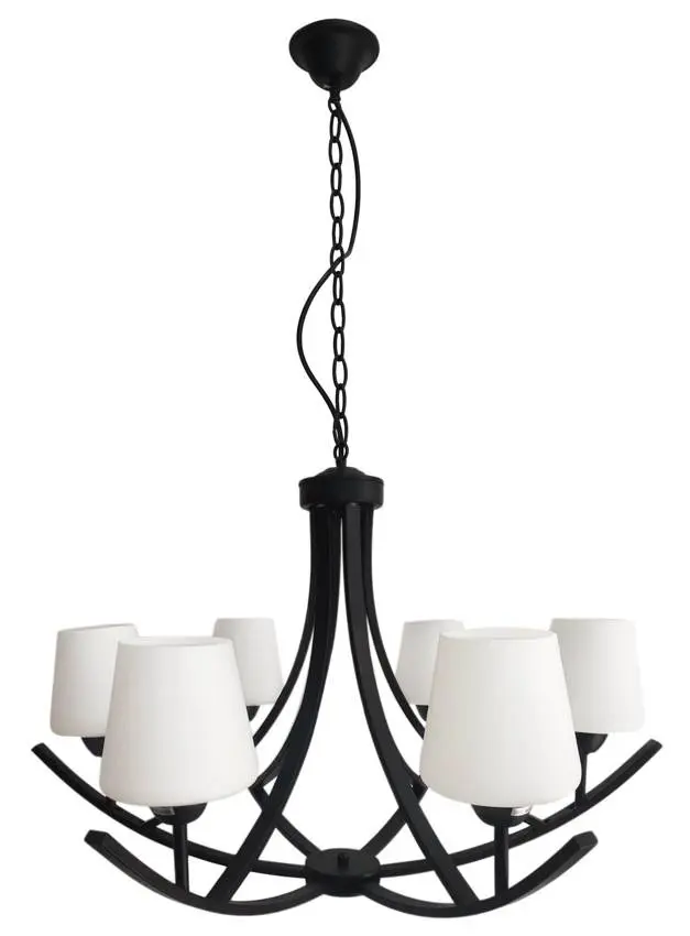 Závěsná lampa černobílý lustr 6xE27 Londýn