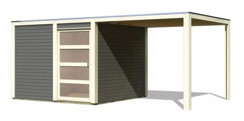 Dřevěný zahradní domek QUBIC 2 s přístavkem 270 Lanitplast