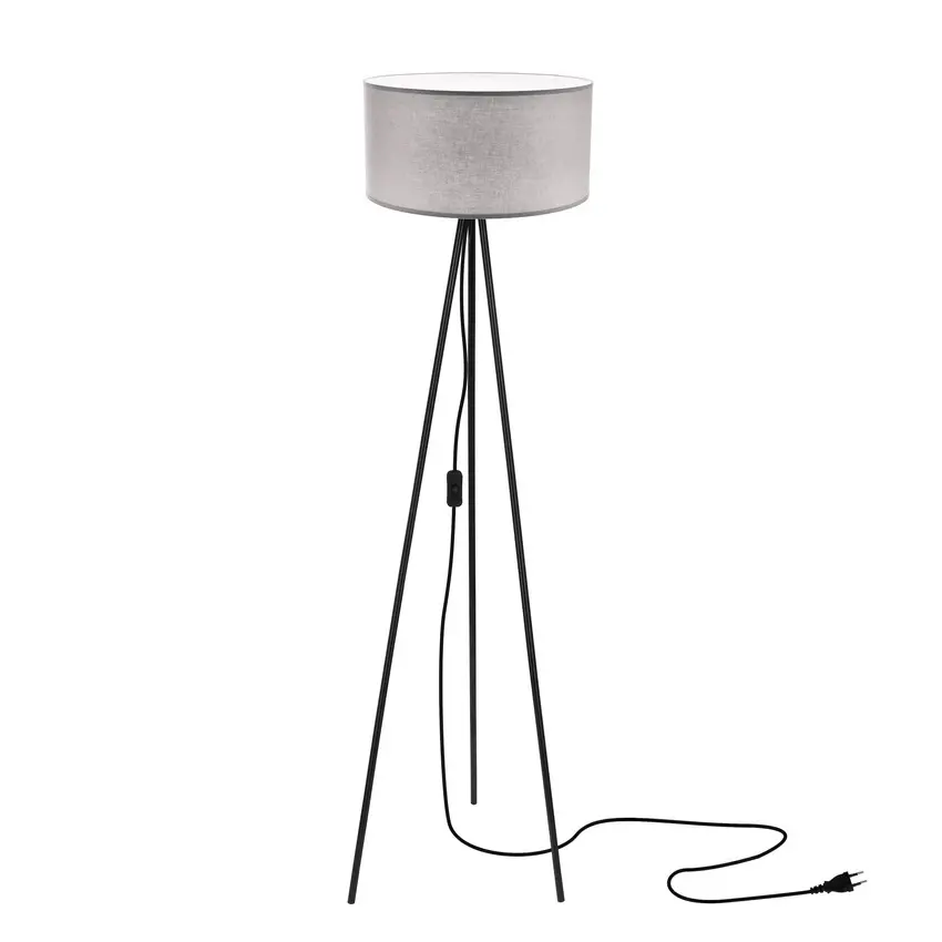 Stojací lampa SHANTI černá 1x40W E27 stínidlo šedé