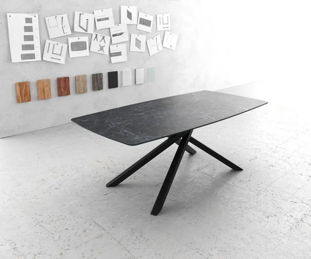 Jídelní stůl Edge oválný tvar 200x100 cm Laminam® keramika Nero