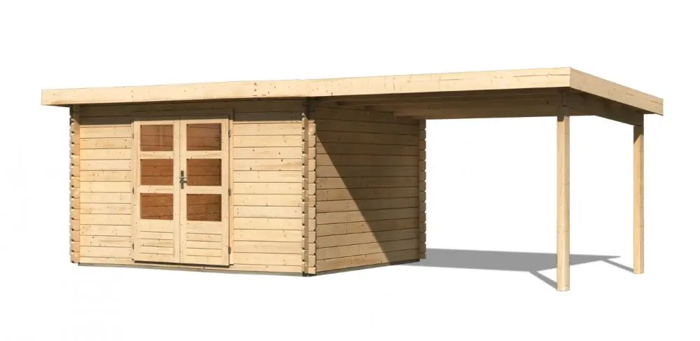 Dřevěný zahradní domek BASTRUP 7 s přístavkem Lanitplast