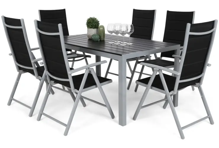 Home&Garden Zahradní sestava Ibiza Pollywood Silver / Black 6+1