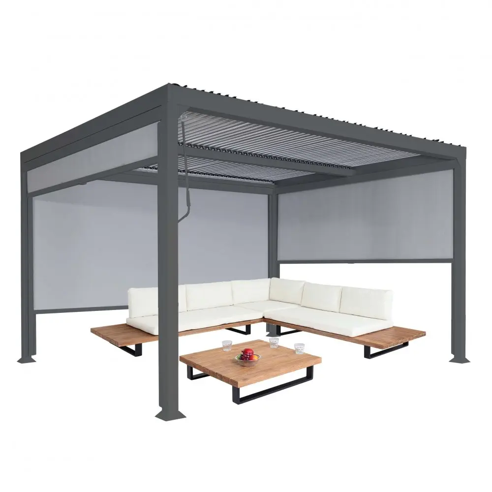 Bioklimatická pergola HWC-L41 3x3 se 3 bočními stěnami