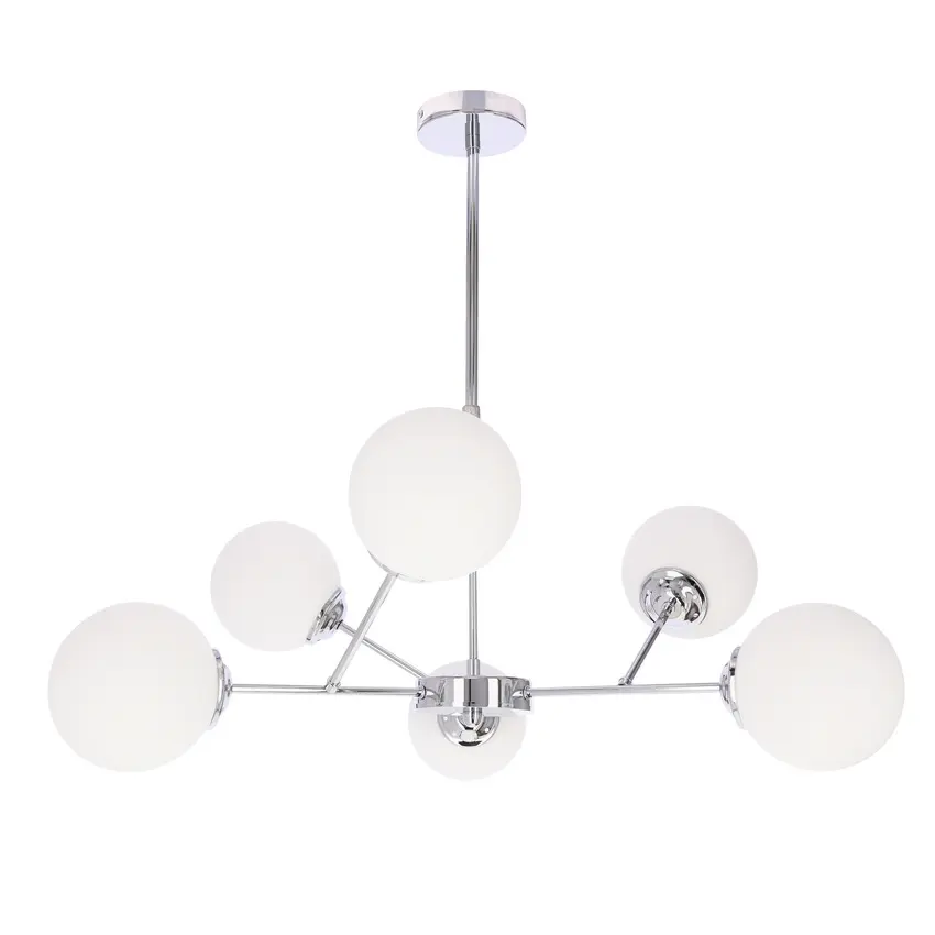 BELWEDER chromová závěsná lampa 8x40W E14 bílé stínidlo