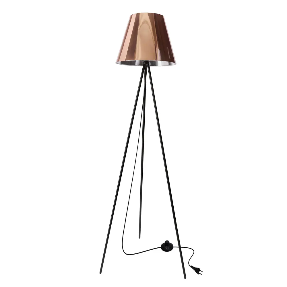 Stojací lampa PLATINO černá 1x40W E27 měděné stínidlo