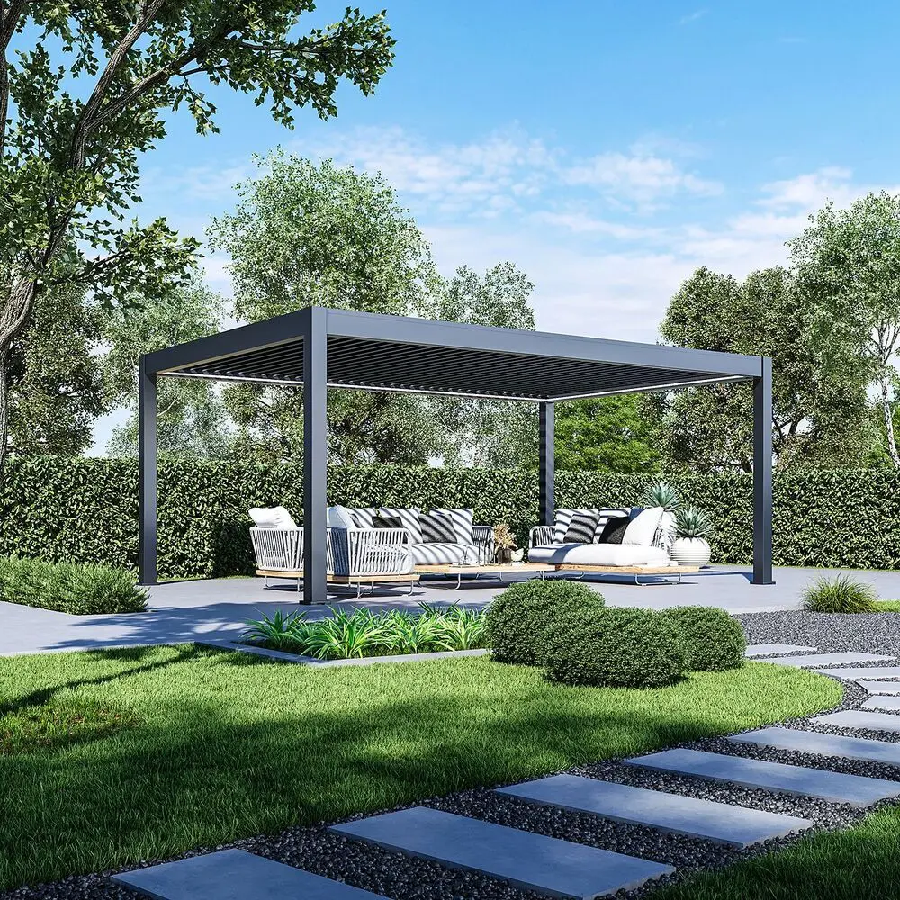 DEOKORK Zahradní hliníkový altán elektrický 6x4 m (antracit)