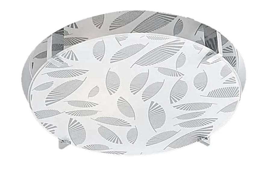 Stropní lampa chrom/bílá kulatá 30cm Fikus