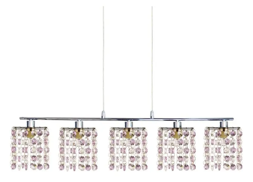 Závěsná lampa chrom/fialové krystaly 5x40W G9 Classic