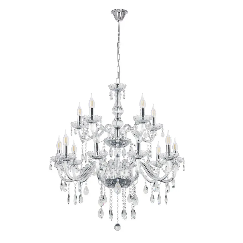 Závěsná lampa Cristallo chrom 15x40W E14 transparentní