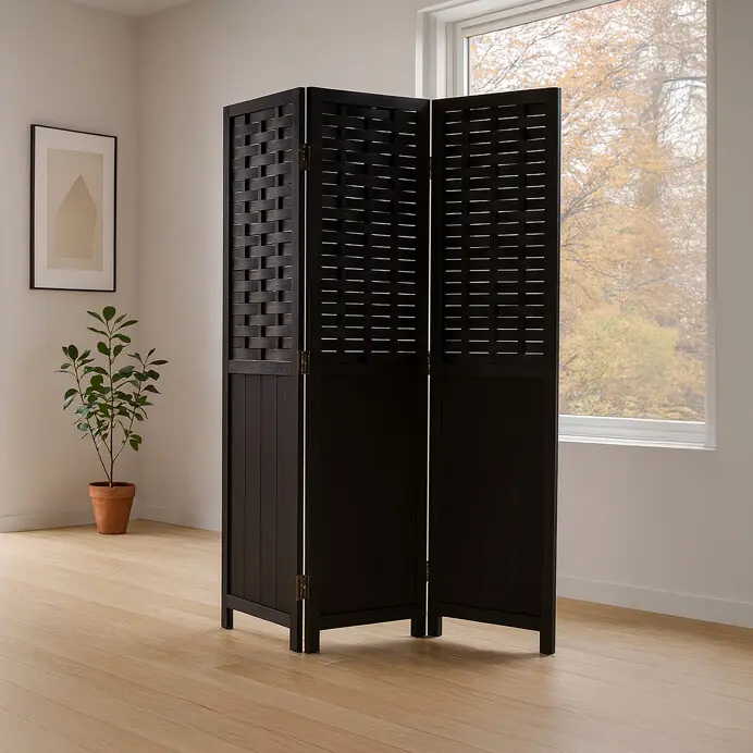 Elegance v prostoru: Černý dřevěný paraván LIVARO Autronic