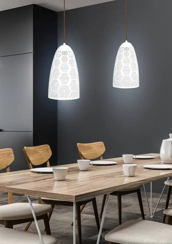 Závěsná stropní lampa 1X60W E27 prolamovaná bílá BENE