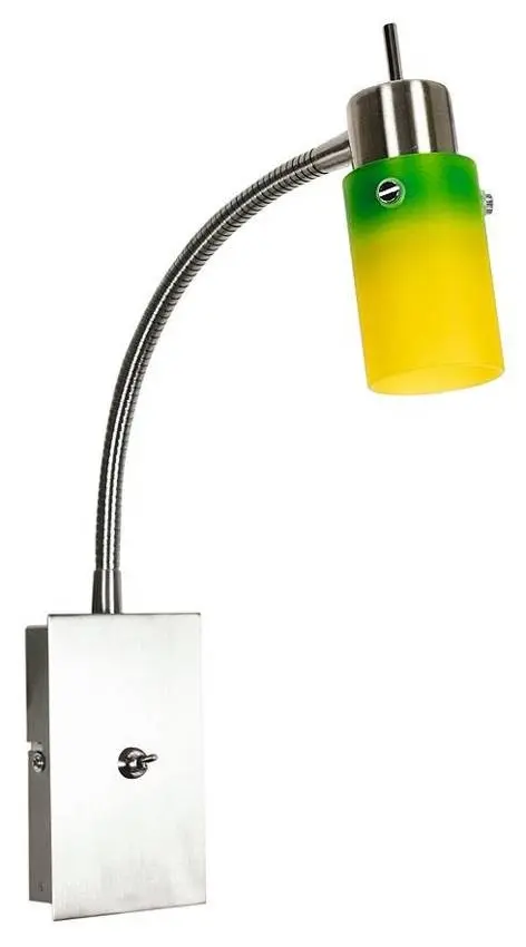 Žlutozelená nástěnná lampa, lampa na rameni, Verdi