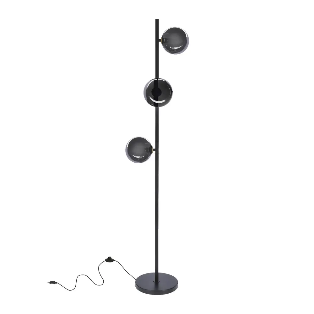 Stojací lampa Kama černá+zlatá 3x28W G9 grafitové stínidlo