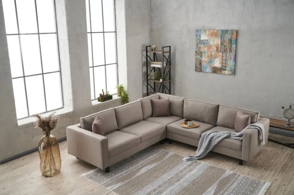 Rohová sedací souprava Kale Linen - Cream