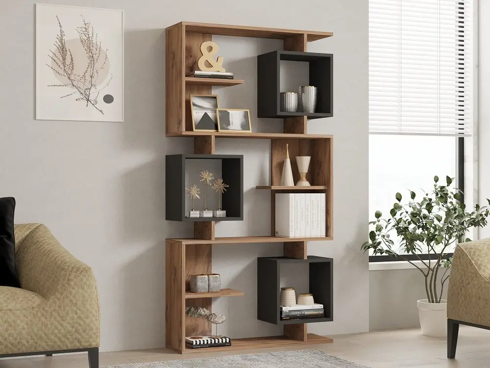 Knihovna Icardi Anthracite and Atlantic Pine