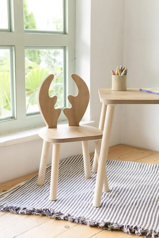 Kid's Table Set Deer One Chair Set - Brown