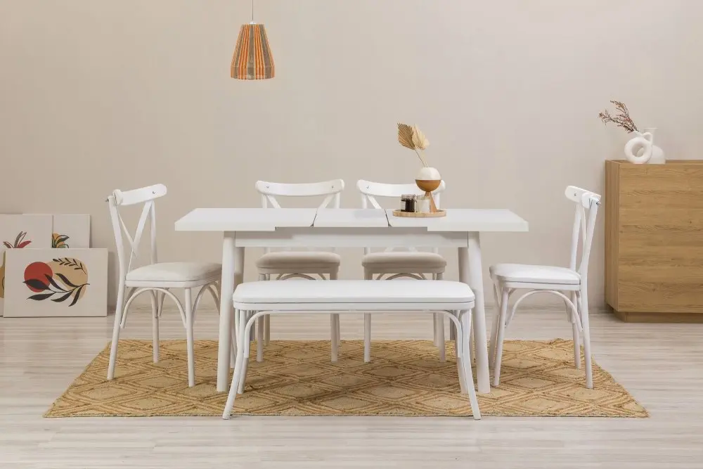 Hanah Home Jídelní rozkládací stůl Vina 129/163 cm bílý