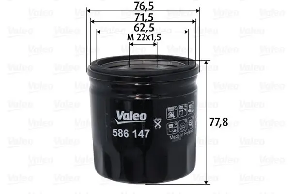 VALEO Olejový filtr 586147