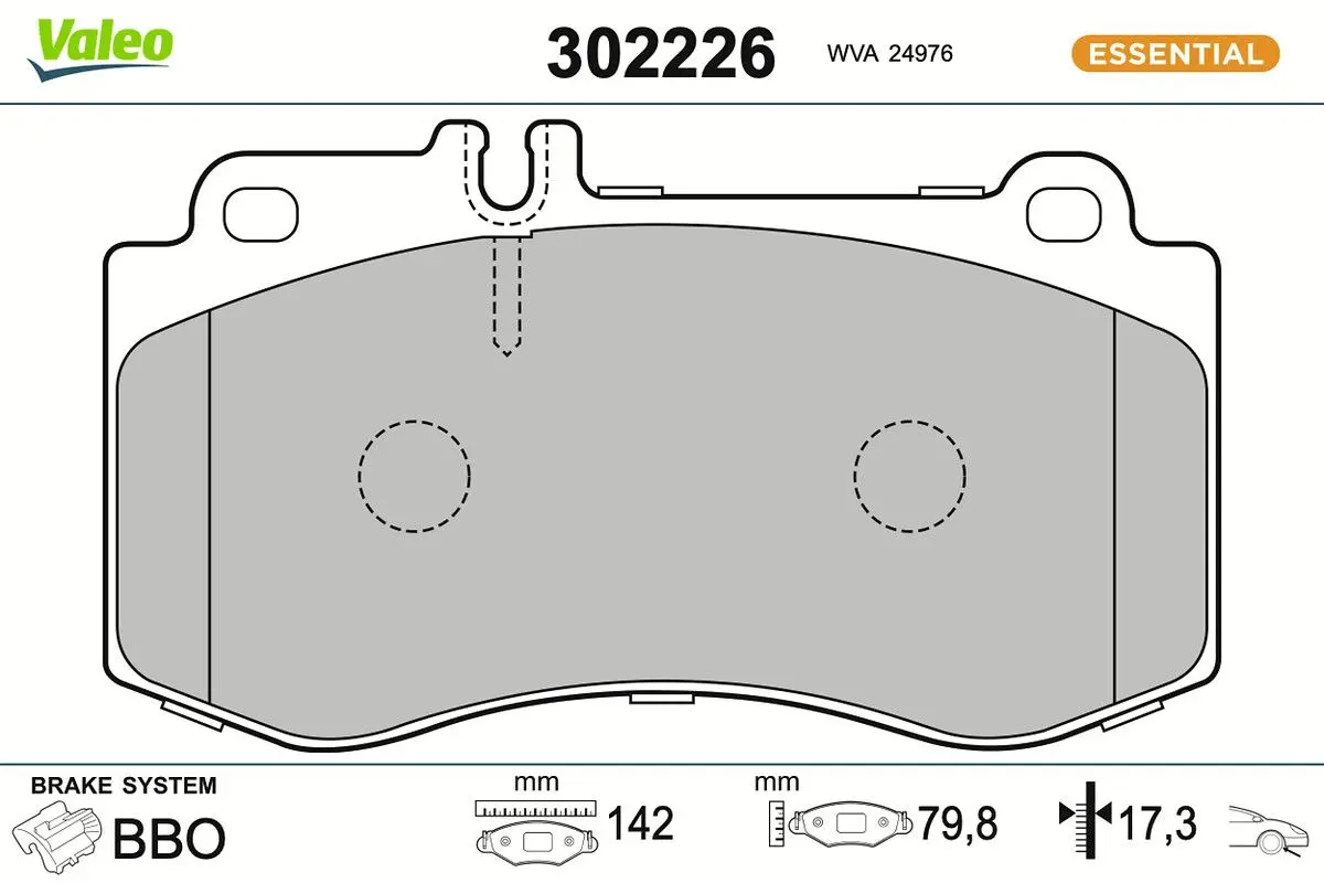 VALEO Sada brzdových destiček, kotoučová brzda 302226