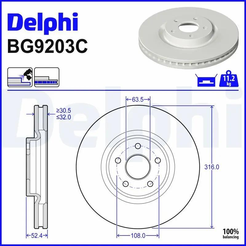 Brzdový kotouč DELPHI BG9203C