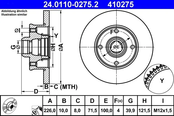 ATE Brzdový kotouč 24.0110-0275.2-D