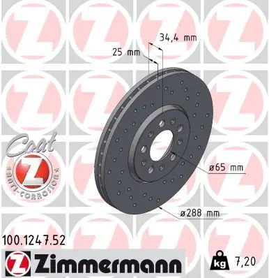 Brzdový kotouč ZIMMERMANN 100.1247.52