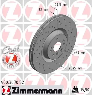 Brzdový kotouč ZIMMERMANN 400.3670.52