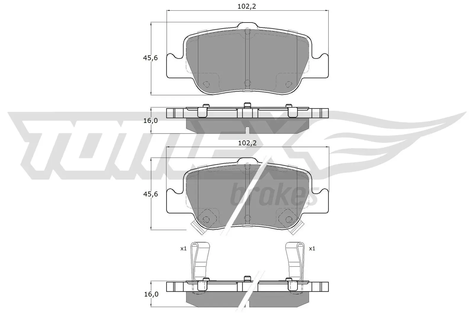 Sada brzdových destiček, kotoučová brzda TOMEX Brakes 16-29