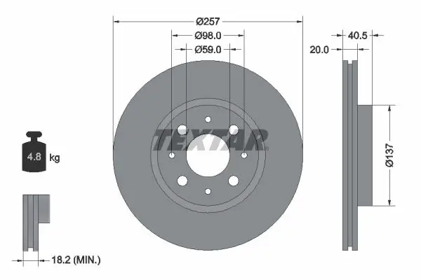 TEXTAR Brzdový kotouč 92068503