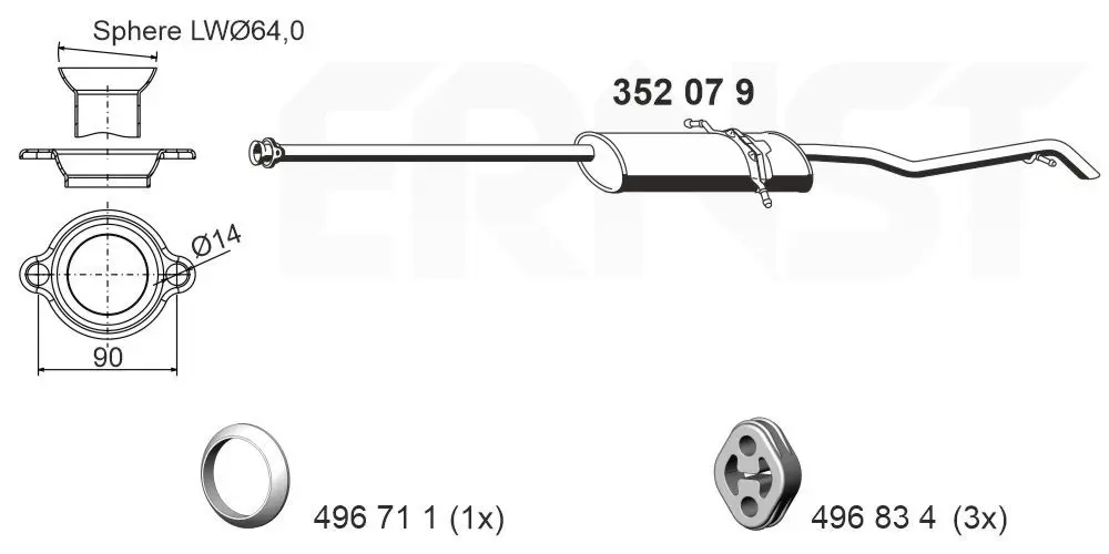 Zadní tlumič výfuku ERNST 352079