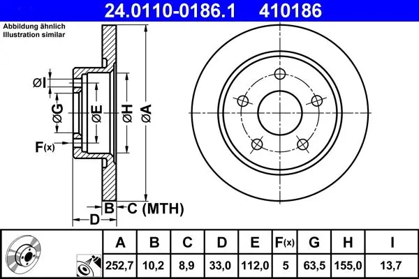Brzdový kotouč ATE 24.0110-0186.1