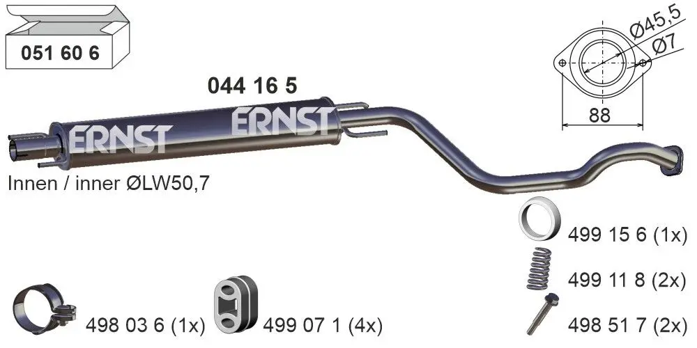 Střední tlumič výfuku ERNST 044165