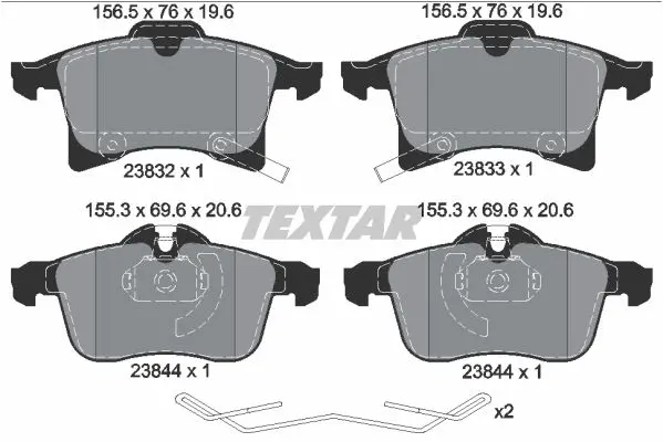 Sada brzdových destiček, kotoučová brzda TEXTAR 2383204