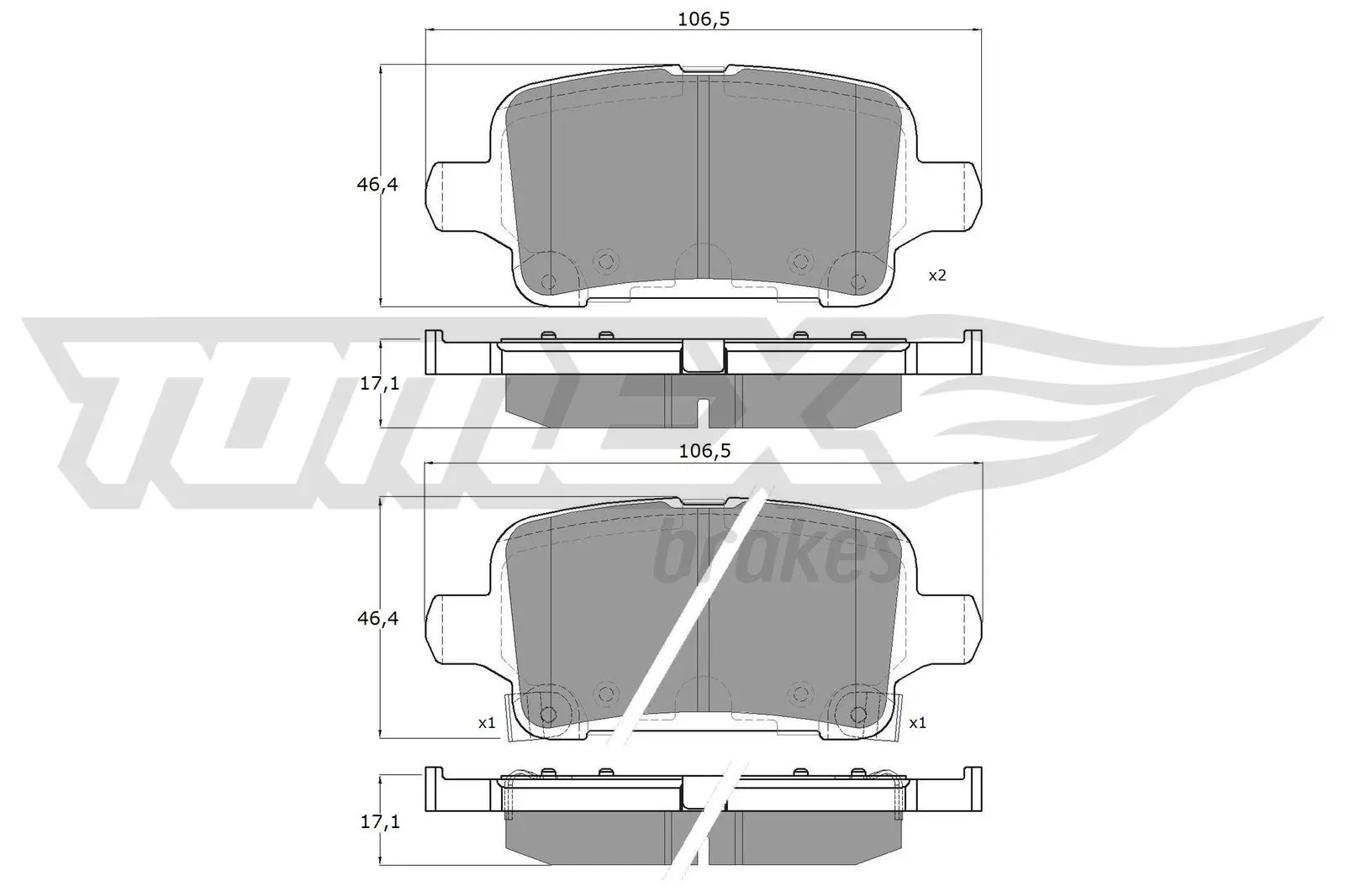 Sada brzdových destiček, kotoučová brzda TOMEX Brakes 17-88