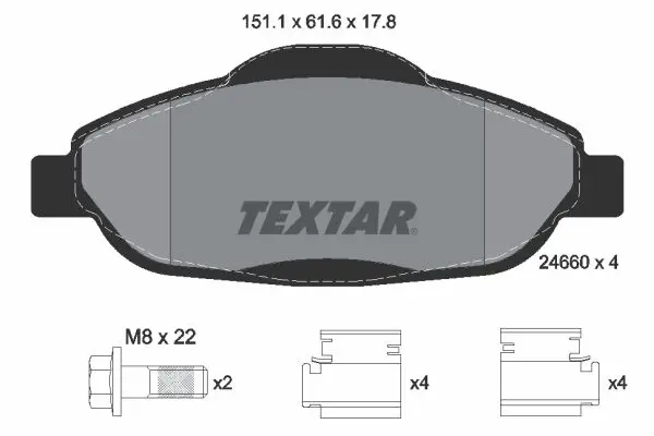 Sada brzdových destiček, kotoučová brzda TEXTAR 2466001