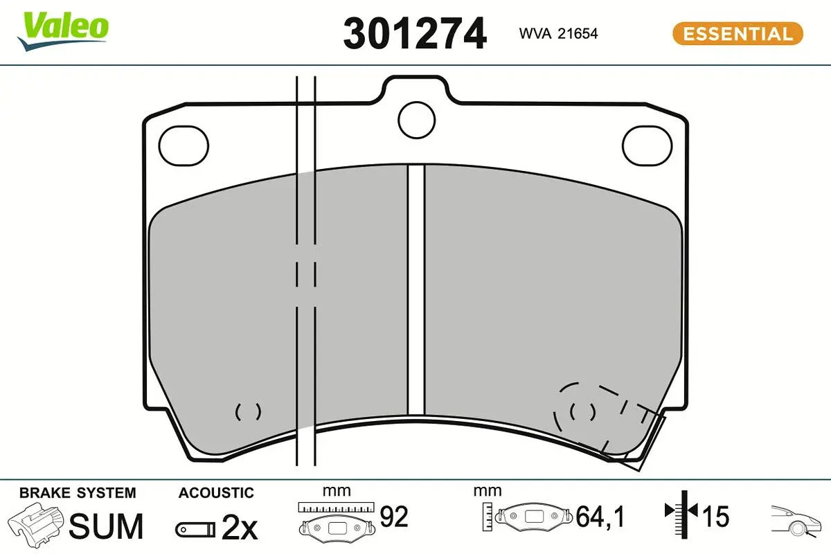 Sada brzdových destiček, kotoučová brzda VALEO 301274
