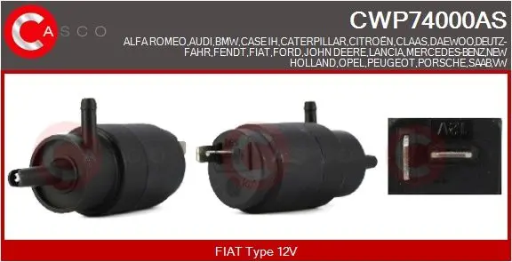 Vodní čerpadlo ostřikovače, čistění skel CASCO CWP74000AS