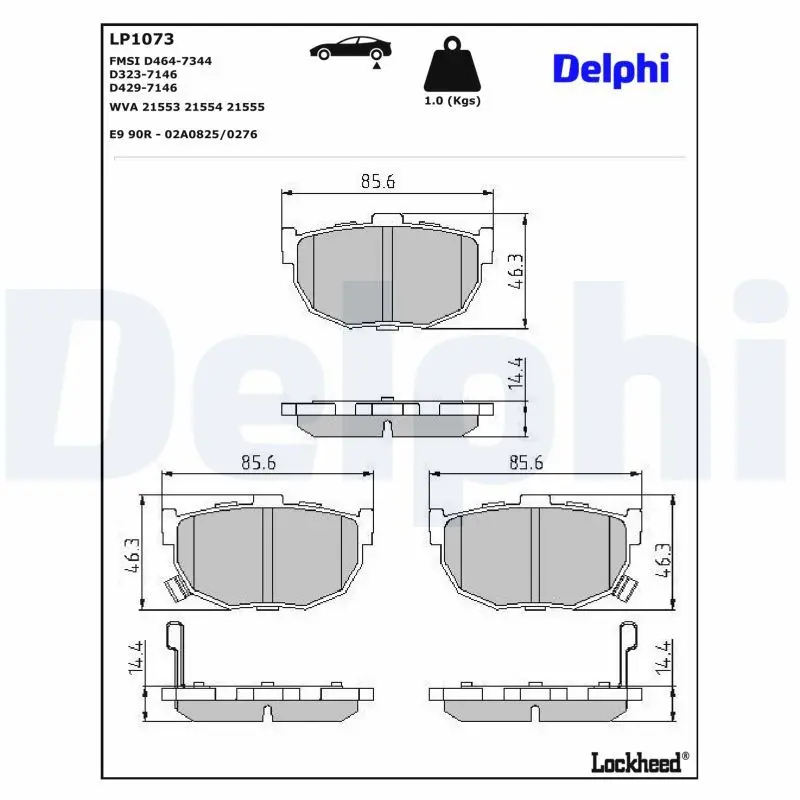 Sada brzdových destiček, kotoučová brzda DELPHI LP1073