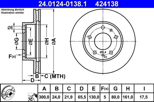 Brzdový kotouč ATE 24.0124-0138.1