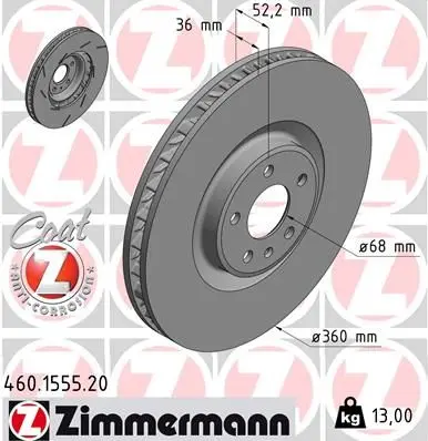 ZIMMERMANN Brzdový kotouč 460155520