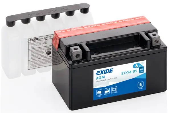 Motobaterie EXIDE ETX7A-BS, 12V, 6Ah, 90A