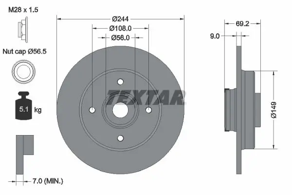 TEXTAR Brzdový kotouč 92305403