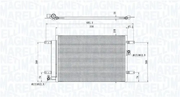 Kondenzátor, klimatizace MAGNETI MARELLI 350203910000