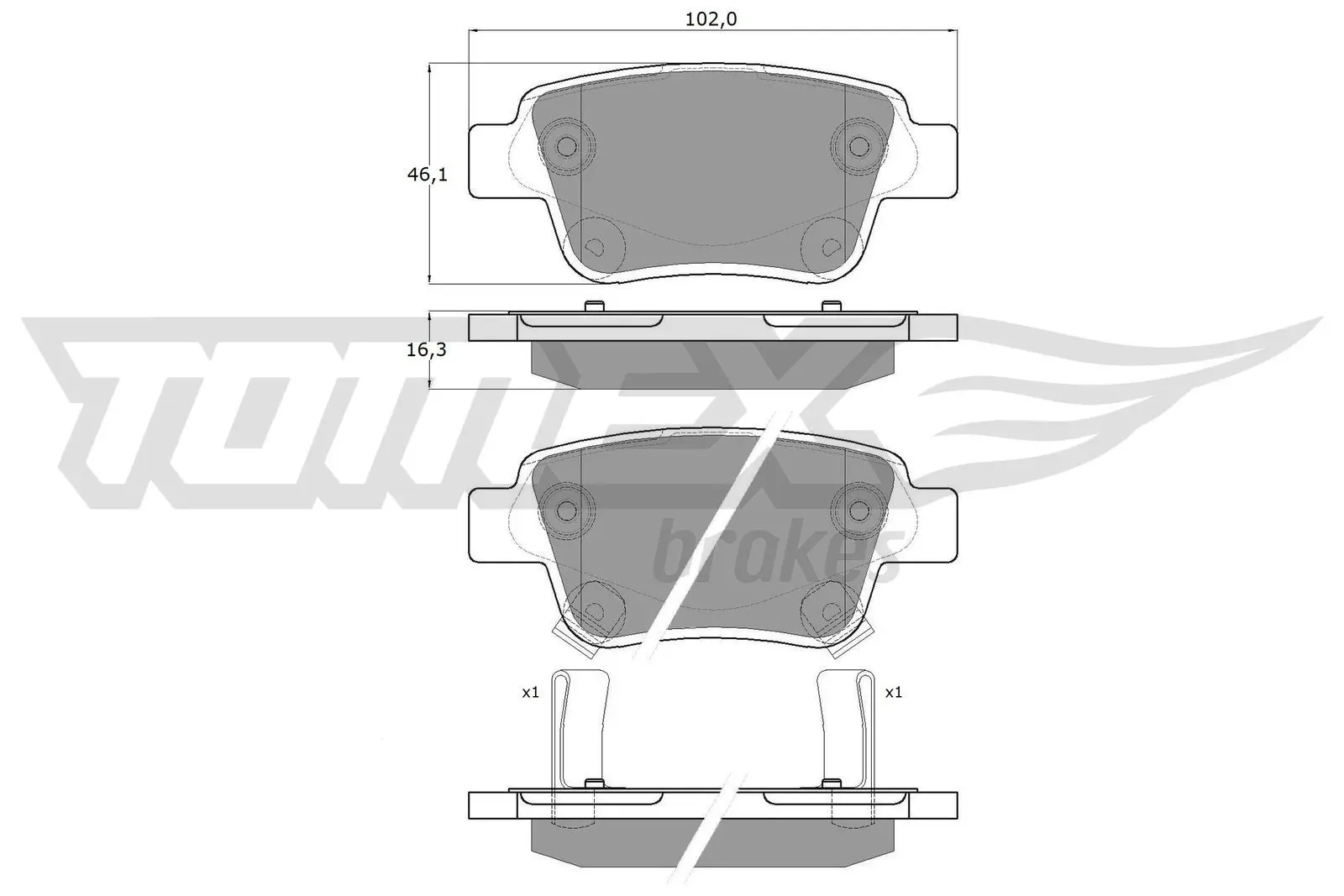 Sada brzdových destiček, kotoučová brzda TOMEX Brakes 13-62