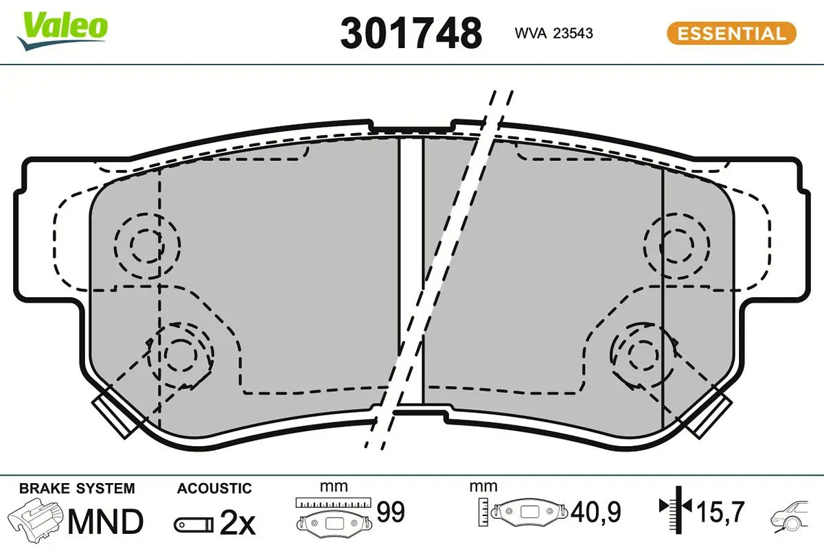 Sada brzdových destiček, kotoučová brzda VALEO 301748