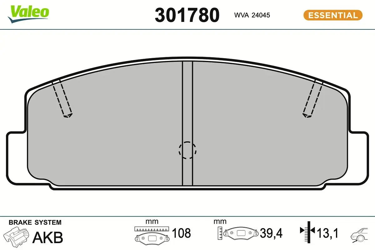 Sada brzdových destiček, kotoučová brzda VALEO 301780