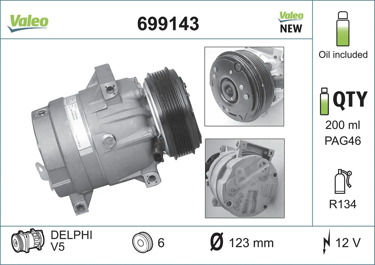 Kompresor, klimatizace VALEO 699143