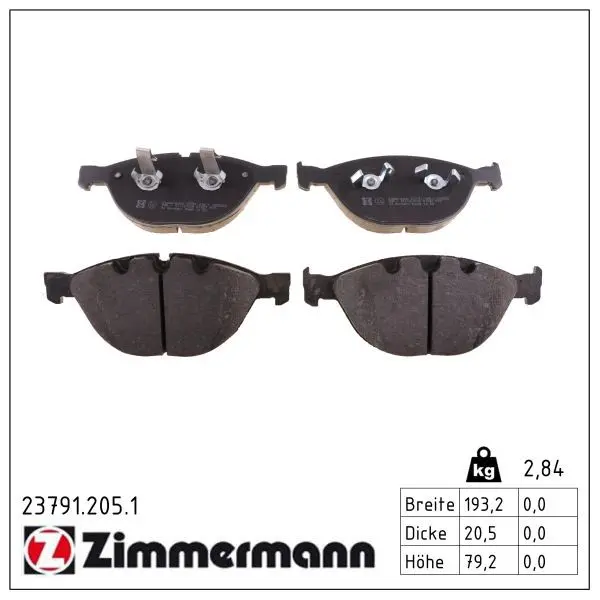 Sada brzdových destiček, kotoučová brzda ZIMMERMANN 23791.205.1